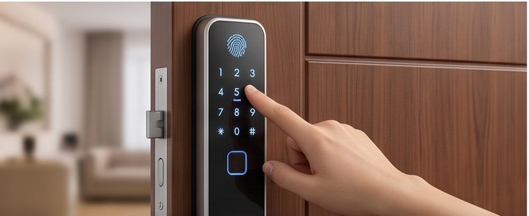 Keyless smart door lock installed in Bangalore